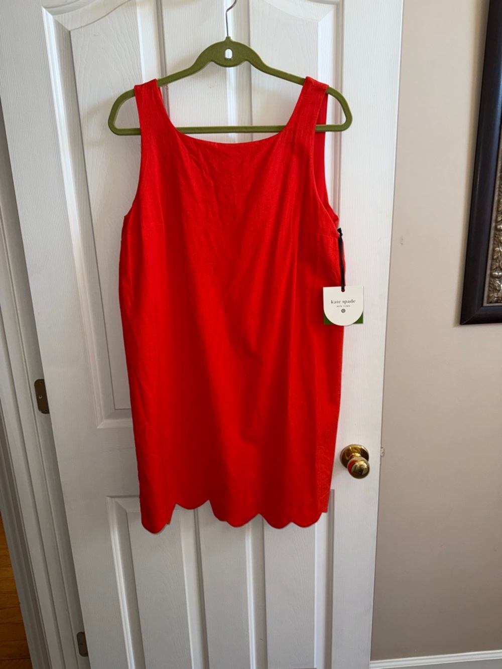 🌸kate spade:  Bright Red Sleeveless Scallop Hem Shift Dress